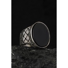 Ksr Moda Ksrmoda Örme Model Oniks Taşlı 925 Ayar Gümüş Erkek Yüzük