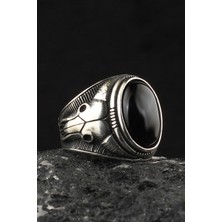 Ksr Moda Oniks Taşlı 925 Ayar Gümüş Erkek Yüzük