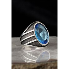 Ksr Moda Ksrmoda Mavi Zirkon Taşlı 925 Ayar Gümüş Erkek Yüzük