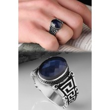 Ksr Moda Ksrmoda Parlament Mavisi Zirkon Taşlı 925 Ayar Erkek Gümüş Yüzük