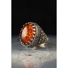 Ksr Moda Ksrmoda Kehribar Taşlı 925 Ayar Gümüş Yüzük