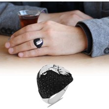 Ksr Moda Mikro Taşlı Kartal Model 925 Ayar Gümüş Erkek Yüzük