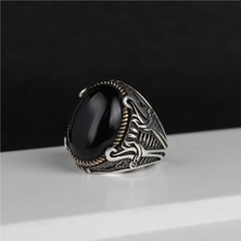 Ksr Moda Ksrmoda Oniks Taşlı Kılıç Model 925 Ayar Gümüş Yüzük