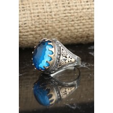 Ksr Moda Ksrmoda Blue Topaz Taşlı 925 Ayar Erkek Gümüş Yüzük