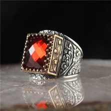 Ksr Moda Zirkon Taşlı Kalem Işçilikli 925 Ayar Erkek Gümüş Yüzük