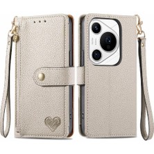 YH Mall Huawei Pura 70 Pro Için Flip Case Darbeye Aşk Cüzdan Fermuar Deri (Yurt Dışından)