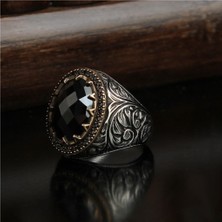 Ksr Moda Zirkon Taşlı Kalem Işçilikli 925 Ayar Erkek Gümüş Yüzük