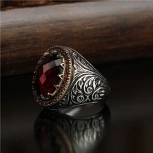 Ksr Moda Zirkon Taşlı Kalem Işçilikli 925 Ayar Erkek Gümüş Yüzük