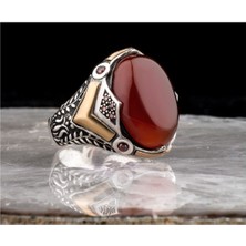 Ksr Moda Ksrmoda Akik Taşlı Desenli Gümüş Erkek Yüzük