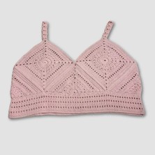 Uretti El Örgüsü Crop Büstiyer Bikini Üstü Motif - Lila