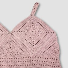 Uretti El Örgüsü Crop Büstiyer Bikini Üstü Motif - Lila