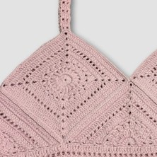 Uretti El Örgüsü Crop Büstiyer Bikini Üstü Motif - Lila