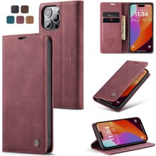 YH Mall Iphone 15 Için Flip Case Pro Flip Folio Kitap Vintage Pu Deri Cüzdan Kılıf (Yurt Dışından)