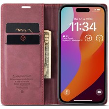 YH Mall Iphone 15 Için Flip Case Pro Flip Folio Kitap Vintage Pu Deri Cüzdan Kılıf (Yurt Dışından)