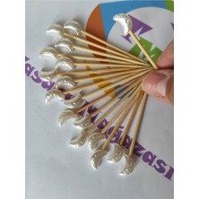 Beyhan Bayhan 50 Adet Dekoratif Aydede Incili Kürdan - Hilal Incili Mevlid Kürdanı 6 cm - Inci 15 mm