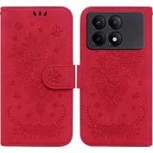 YH Mall Xiaomi Poco X6 Pro 5g Kabartma Gül Çiçekler Kart Yuvaları Flip Pu Kılıf (Yurt Dışından)