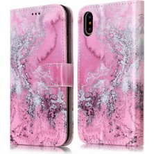 YH Mall Iphone Xr Için Flip Case Manyetik Mermer Desen Kart Yuvaları Tutucu Tam Pu (Yurt Dışından)