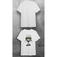 Elbiseciniz Bisiklet Yaka Sırt Desen Baskılı Beyaz T-Shirt