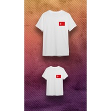 Elbiseciniz 29 Ekim Türk Bayrak Baskılı Beyaz %100 Pamuk Süprem T-Shirt