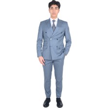 Cengiz İnler Erkek Kruvaze Çift Cep Kapaklı Takım Elbise