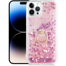 Mobify Apple iPhone 14 Pro Max Kılıf Yüzüklü ve Sıvılı Şık Diana Premium Silikon Kapak