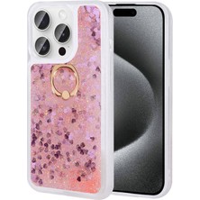 Mobify iPhone 15 Pro Kılıf Yüzüklü ve Sıvılı Şık Diana Premium Silikon Kapak