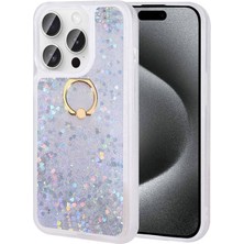 Mobify iPhone 15 Pro Kılıf Yüzüklü ve Sıvılı Şık Diana Premium Silikon Kapak