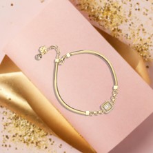 ÇGK KUYUMCULUK  Balıksırtı Baget Taşlı Altın Bileklik CGKBLK0125