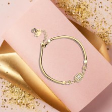 ÇGK KUYUMCULUK  Balıksırtı Baget Taşlı  Altın Bileklik CGKBLK0127