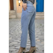 Mom Fit Jean Kadın Kot Pantolon Lacivert