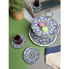 Jamuor Roys Fulya Porselen Katlı Kurabiyelik ve 6 Lı Çay Tabağı 12CM