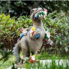 Golden Cüceler Dinozorlara Karşı Reçine Süsler Açık Bahçe Dekorasyon El Sanatları (Yurt Dışından)