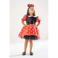 Yağmur Kostütüm Minnie Mouse Kız Çocuk Kırmızı Puantiyeli Doğum Günü Elbisesi Ve Parti Kostümü