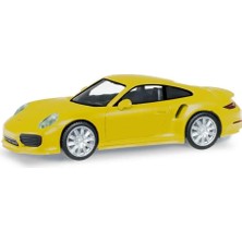 Herpa 028615-003 1/87 Ölçek, Porsche 911 Turbo Racing, Sarı, Sergilemeye Hazır Model Araç