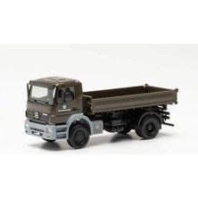 Herpa 746946 1/87 Ölçek, MB Axor Düz ve Damper Kasalı Kamyon, Askeri Yeşil, Sergilemeye Hazır Model Araç