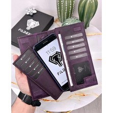 Fil Deri Telefon Bölmeli Mıknatıslı Cüzdan ve Kartlık