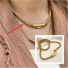 Rahshine Tasarım Kalın Zincir Çelik Kolye Gold 45 Cm| Tasarım Çelik Kolye