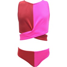 Look Me Omuz Askılı Çift Renk Çapraz Bağlama 50UV Kız Çocuk Bikini Takımı BY NESSI BYRD