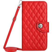 PLZ Shop Sony Xperia 5 V Için Crossbody Eşkenar Dörtgen Dokulu Pu Kılıf (Yurt Dışından)