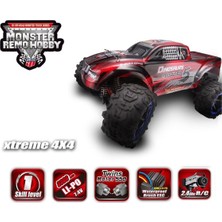 Remo 8032 1/8 Ölçek, 4WD Off Road Monster Truck (Dinosaurs Master) Kırmızı Kaportalı, Fırçalı Çift Motorlu, 7.4V 4200MAH Li-Po