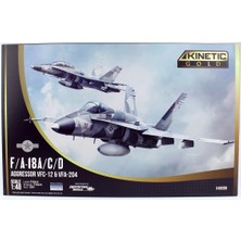 Kinetic K48088 1/48 F/A-18A/C/D (Aggressor Vfc-12 & VFA-204) Savaş Uçağı, Plastik Model Kiti