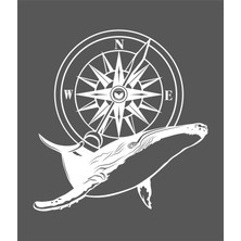 Sticker Usta Pusula ve Balina 4x4 Offrod Kamp Adventure  Araba Oto Karavan Sticker 00082