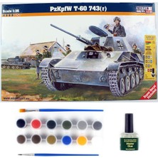 Mistercraft E003ST 1/35 Pzkpfw T-60 743R Tankı Plastik Model Kiti, (12XBOYA,2XFIRÇA,YAPIŞTIRICILI Başlangıç Seti)