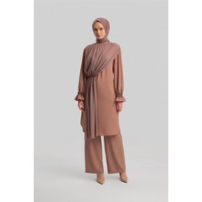 Armine Şifon ve Işlemeli Şık Takım 24Y6841 Vizon