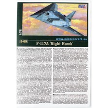 Mistercraft E005 1/72 F-117A (Night Hawk) Savaş Uçağı Plastik Model Kiti