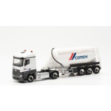 Herpa 315975 1/87 Ölçek, Mercedes-Benz Actros, Çimento Silo Dorseli Tır (Cemex), Sergilemeye Hazır Model Araç