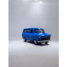 Nostaljik Metal Çek Bırak Ford Sesli ve Işıklı Minibüs Mavi ( 1/36 Ölçek )