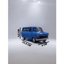 Nostaljik Metal Çek Bırak Ford Sesli ve Işıklı Minibüs Mavi ( 1/36 Ölçek )