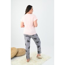 Moda Xlarge Kadın Kısa Kollu Baskılı Büyük Beden (Battal) Pijama Takımı 0003-25 32714