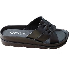 Voga 171200 Siyah Cilt Comfort Casual Anatomik Günlük Terlik